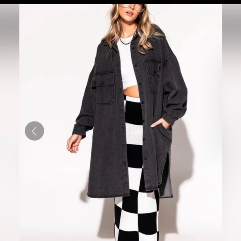 Dressed in LALA Betty Denim Grunge Shirt Jacket in Black